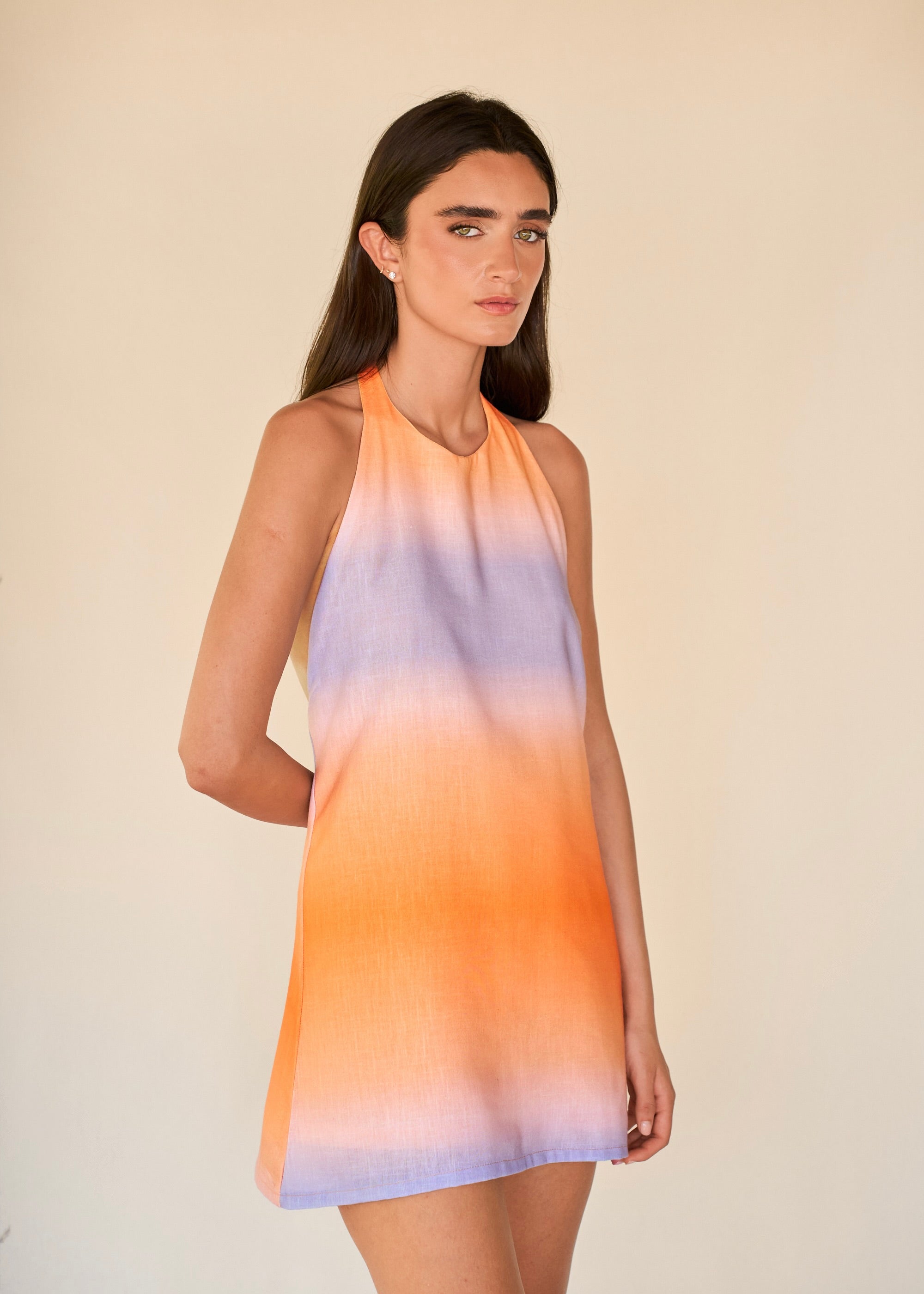 Mini Halter Dress- Orange Sunrise