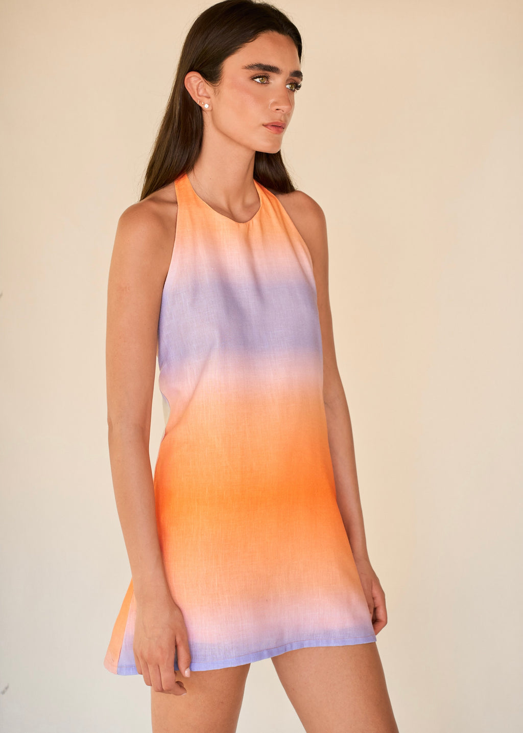 Mini Halter Dress- Orange Sunrise