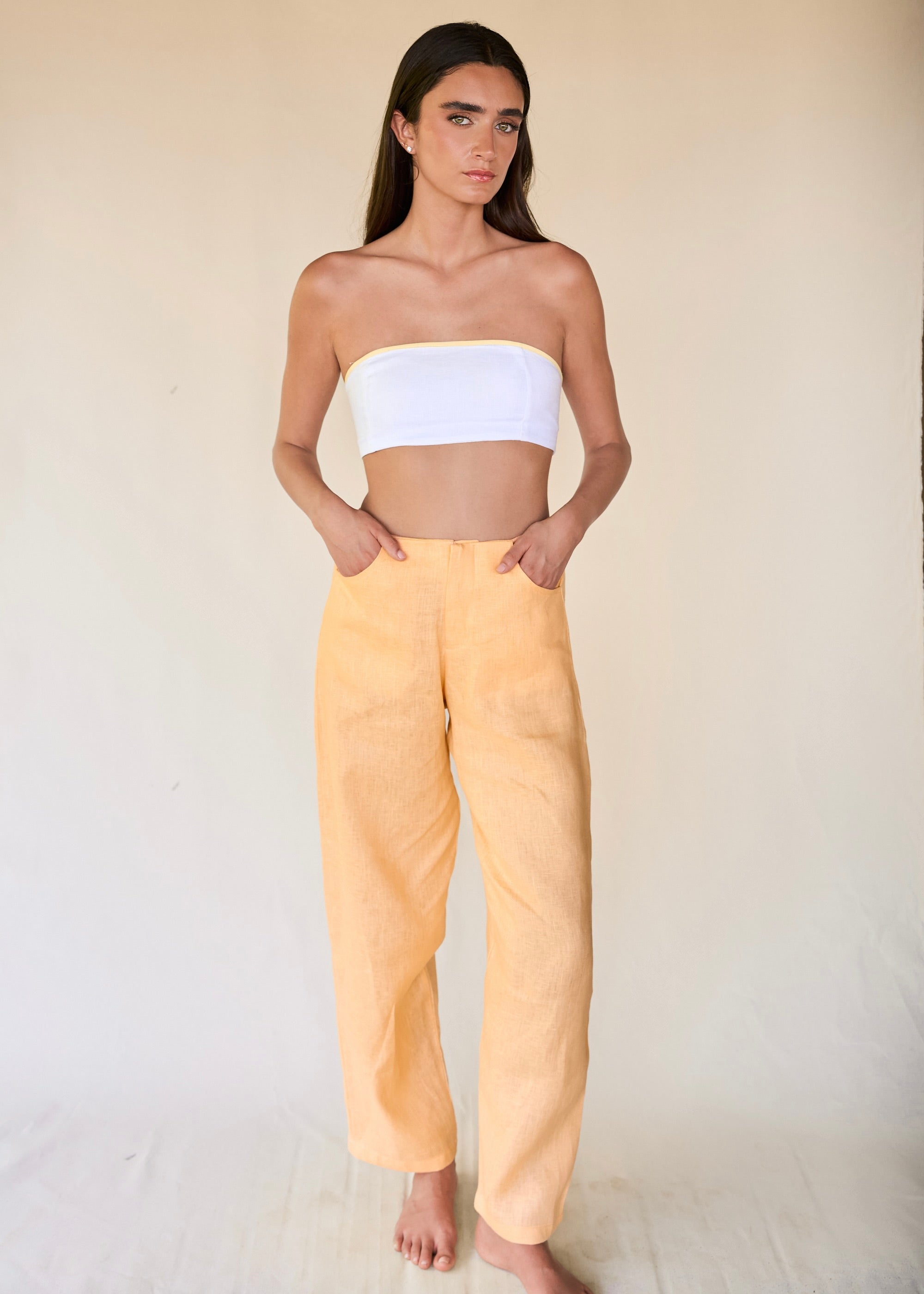 Medium Rise Pants - Soft Tangerine