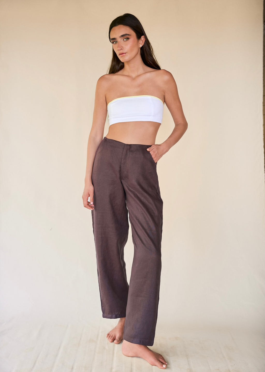 Medium Rise Pants - Deep Brown