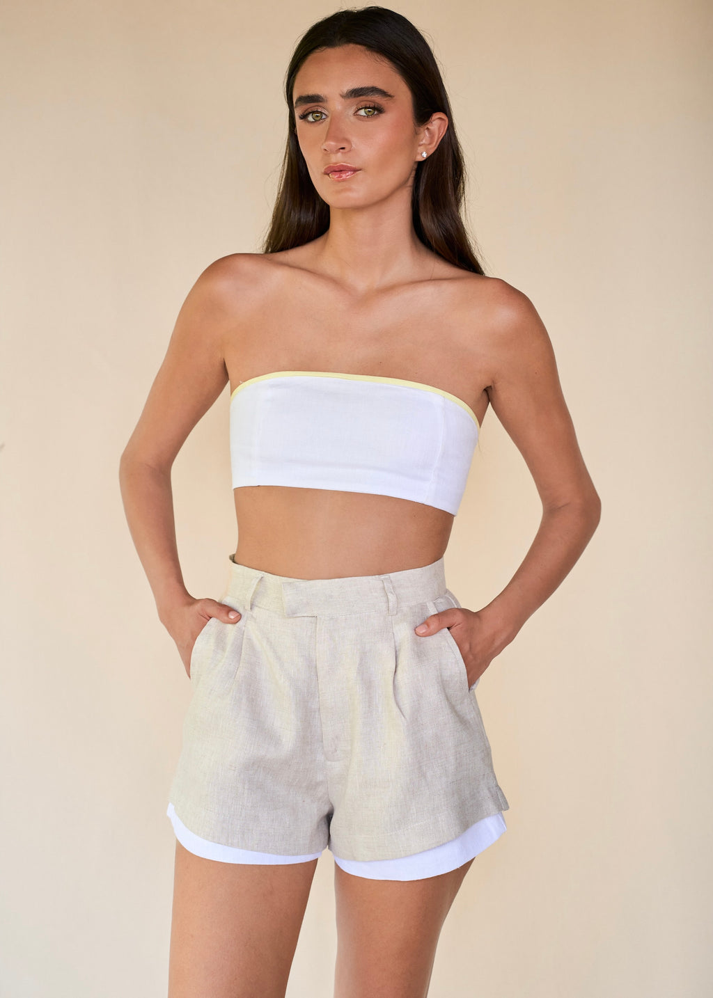 Layered Shorts - Coconut White/ Sand