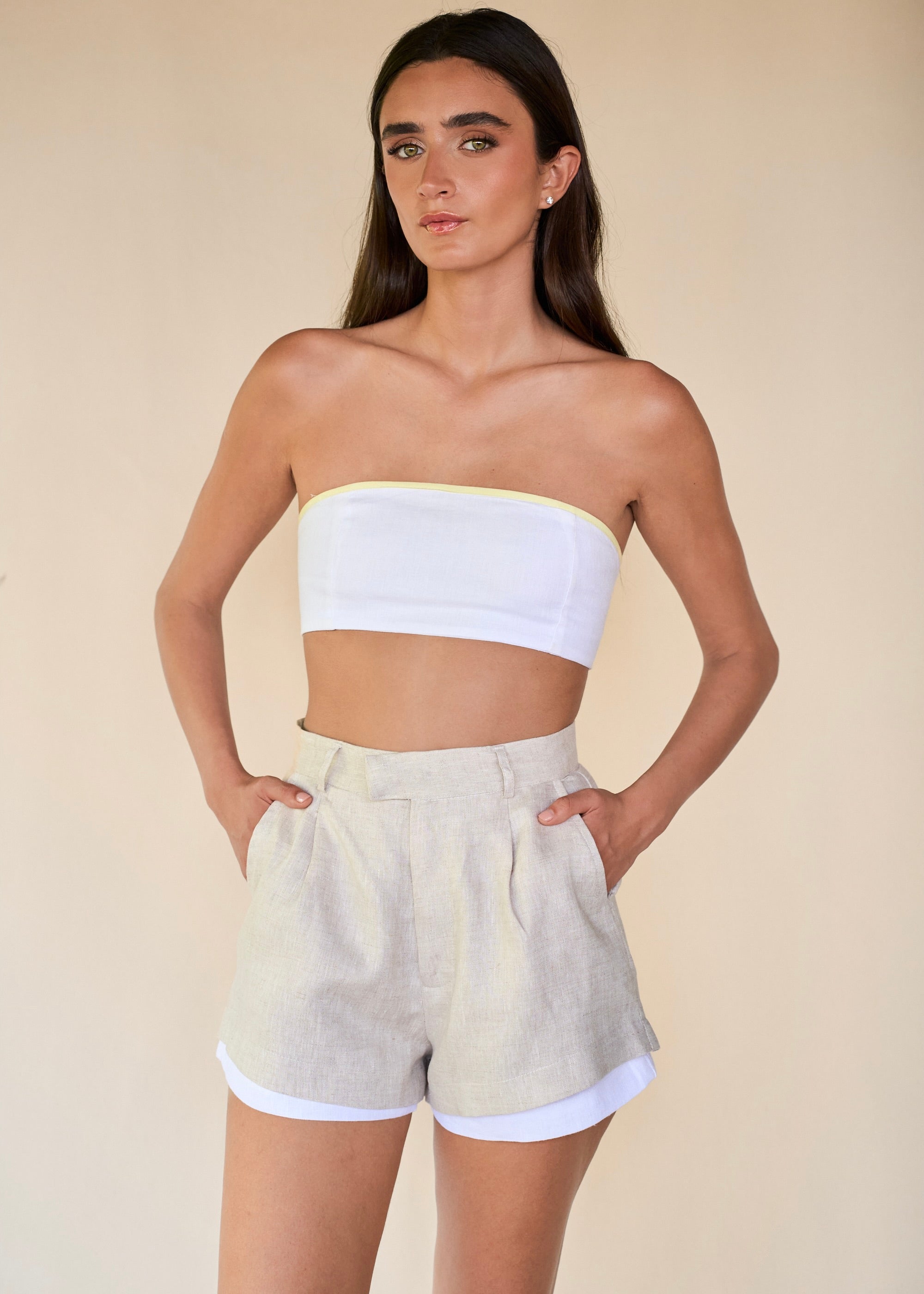 Layered Shorts - Coconut White/ Sand