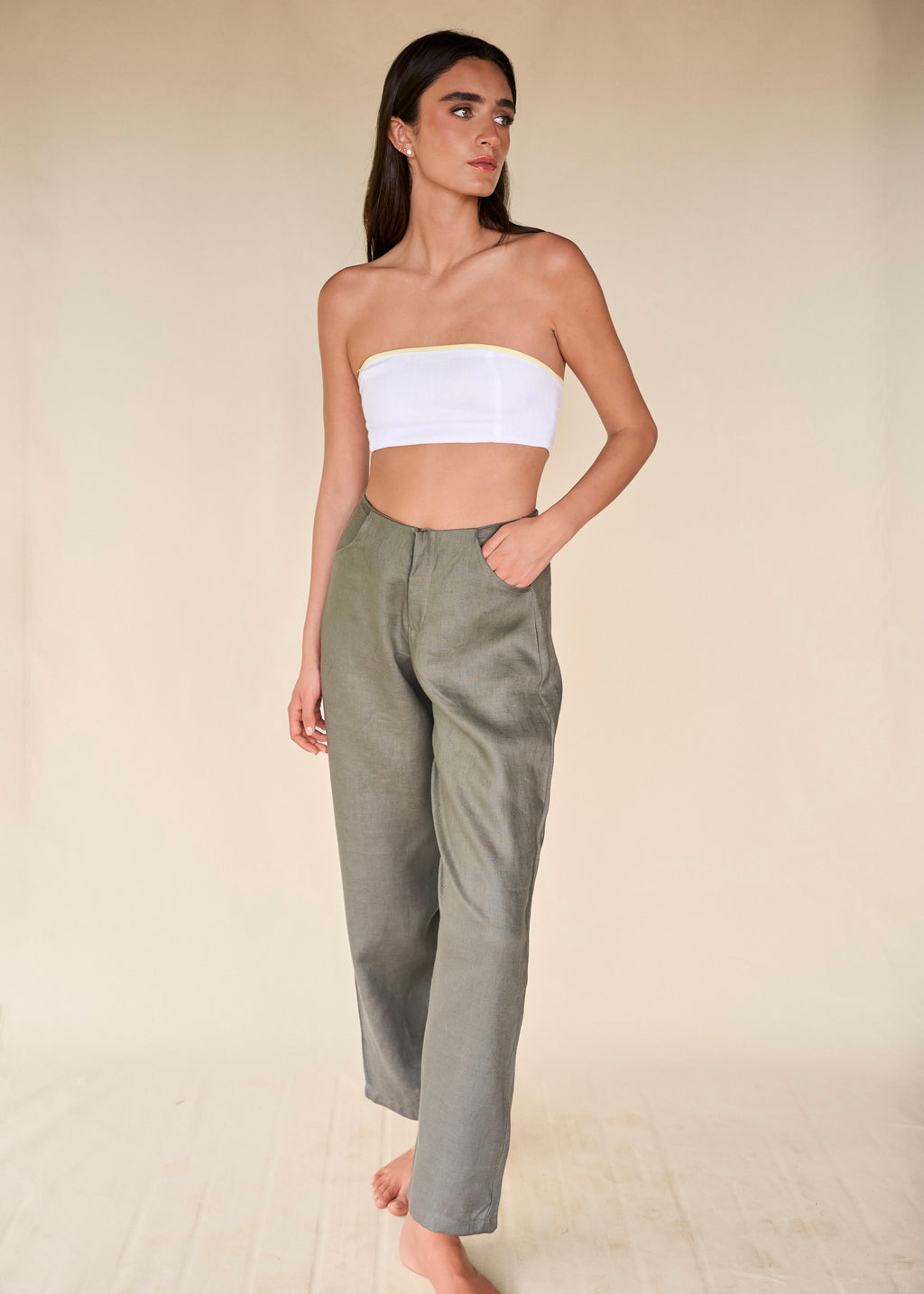 Medium Rise Pants - Palm Green