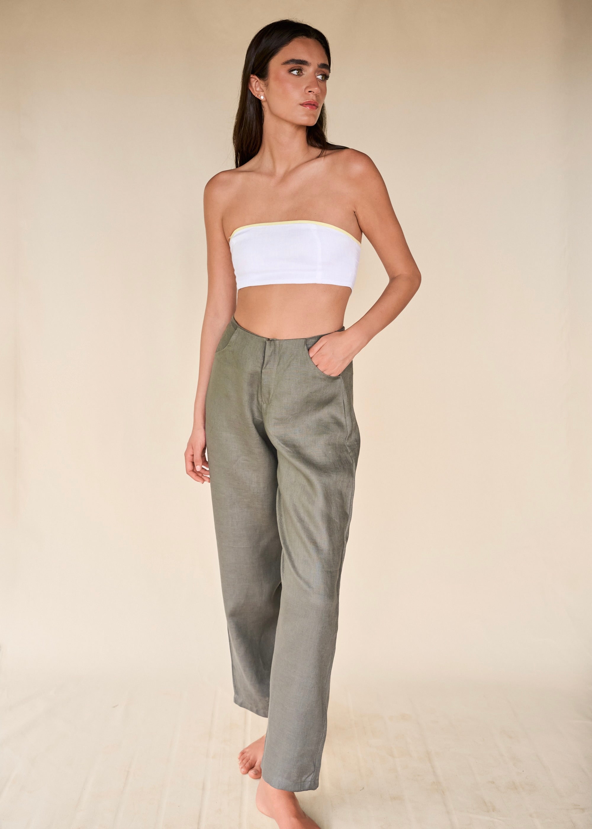 Medium Rise Pants - Palm Green