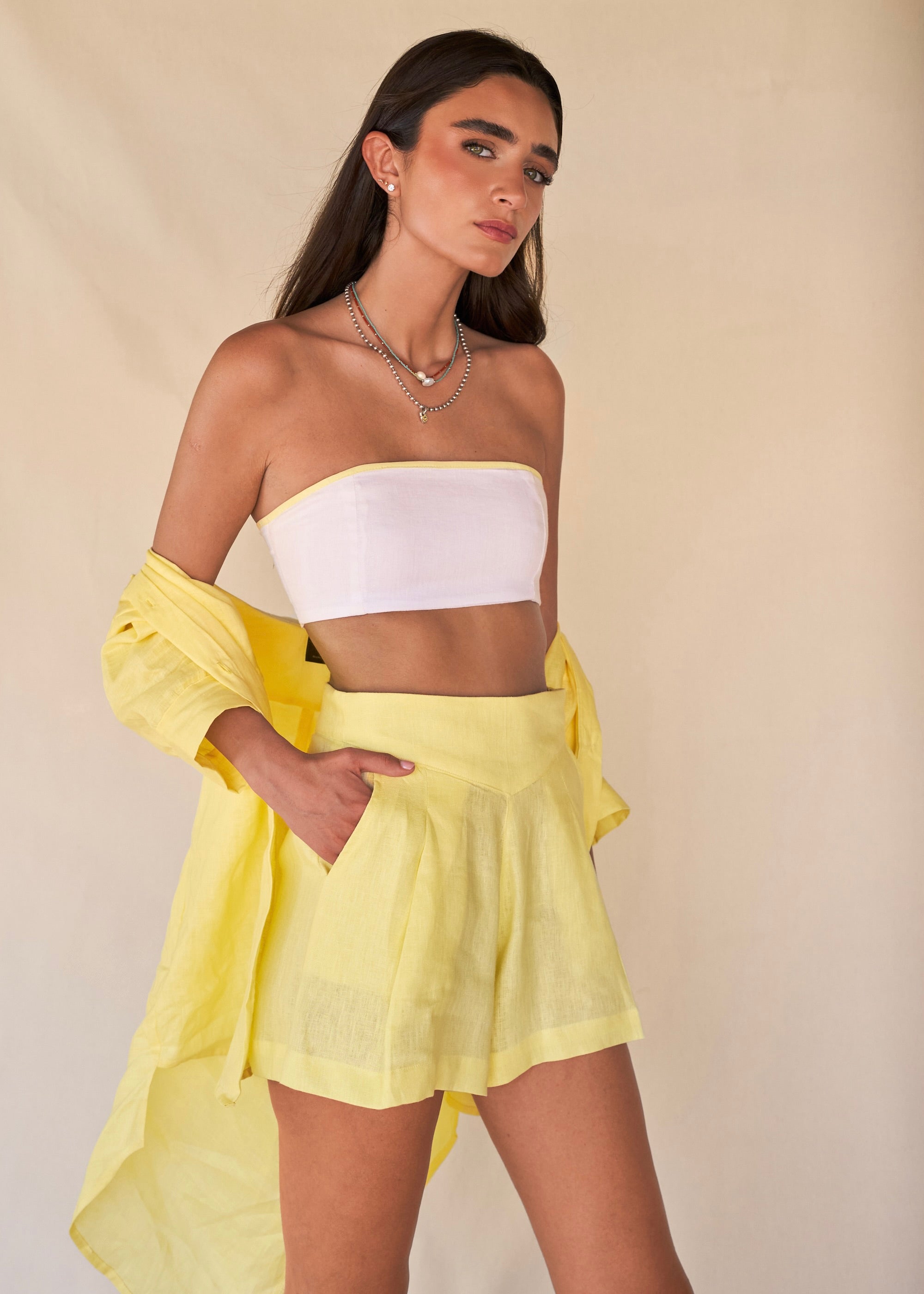 Wide Leg Shorts  - Happy Yellow
