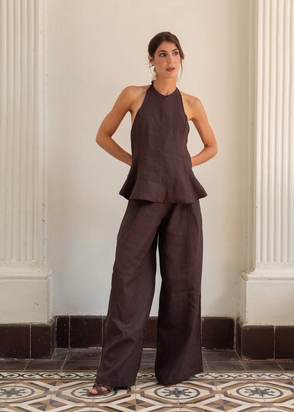 Wide Leg Pants - Deep Brown