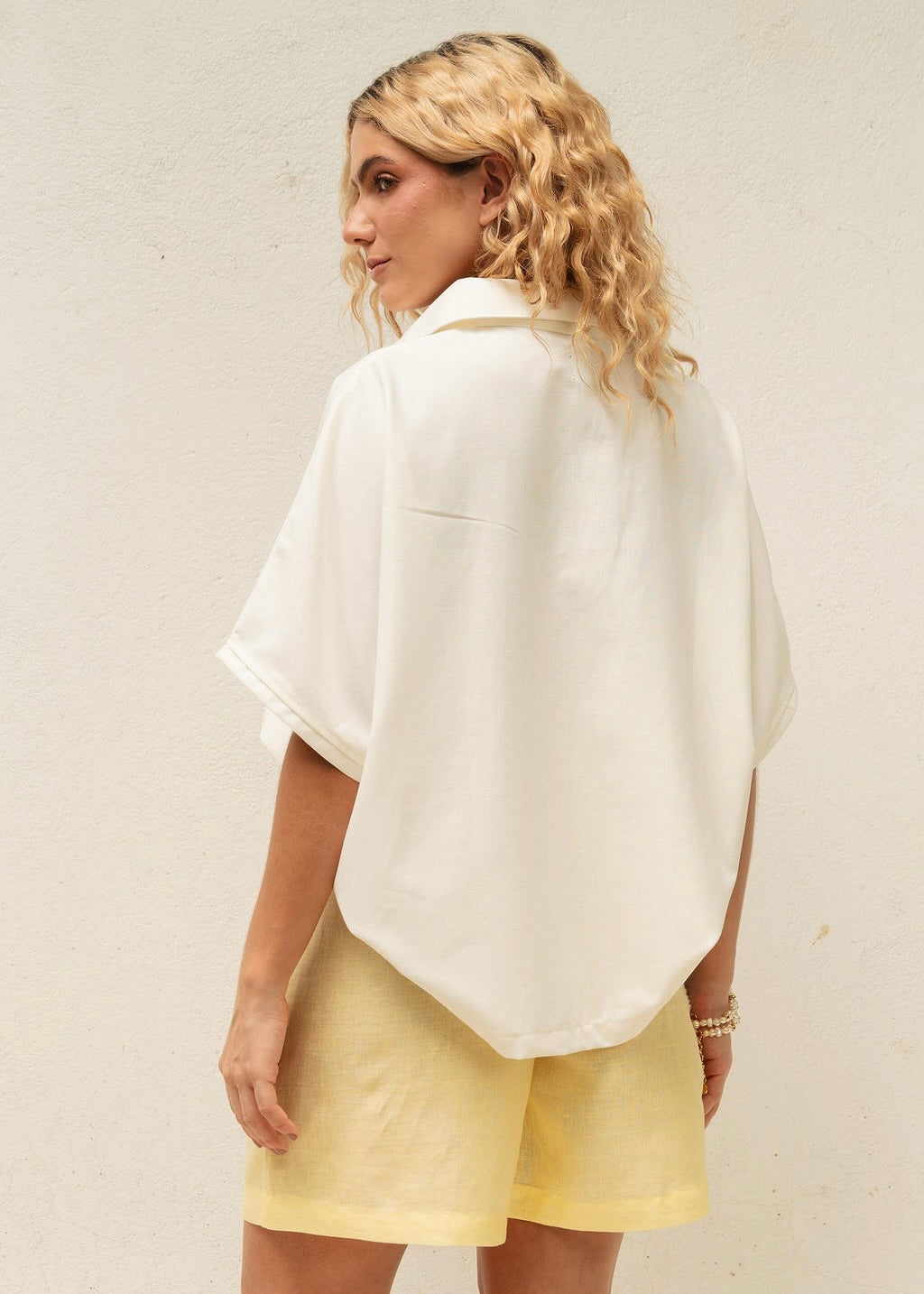 V NECK SHIRT - IVORY