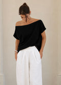 Off Shoulder T-Shirt  - Black