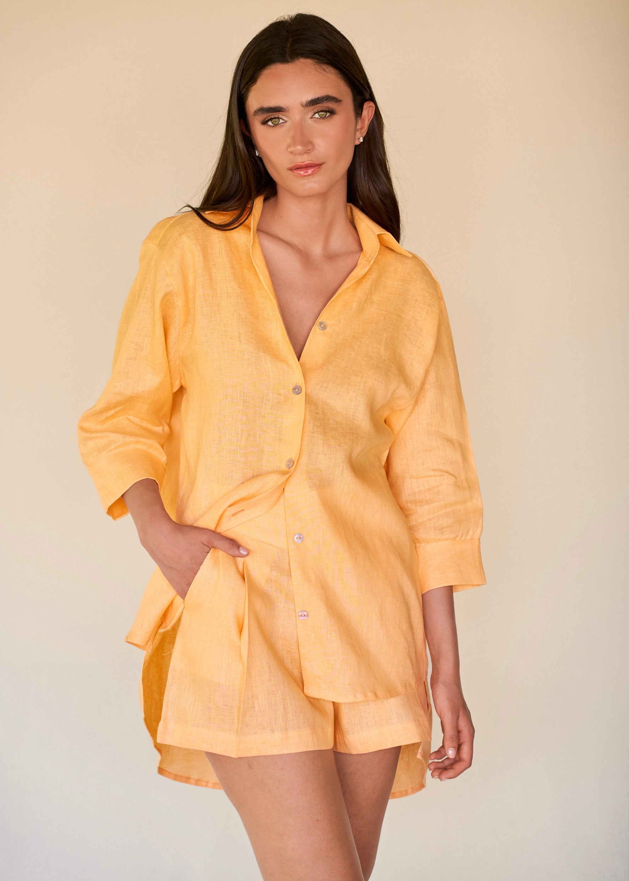 Wide Leg Shorts  - Soft Tangerine