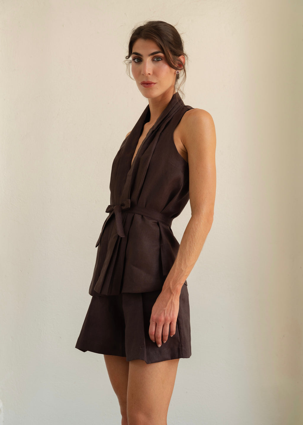Crossed Vest - Deep Brown