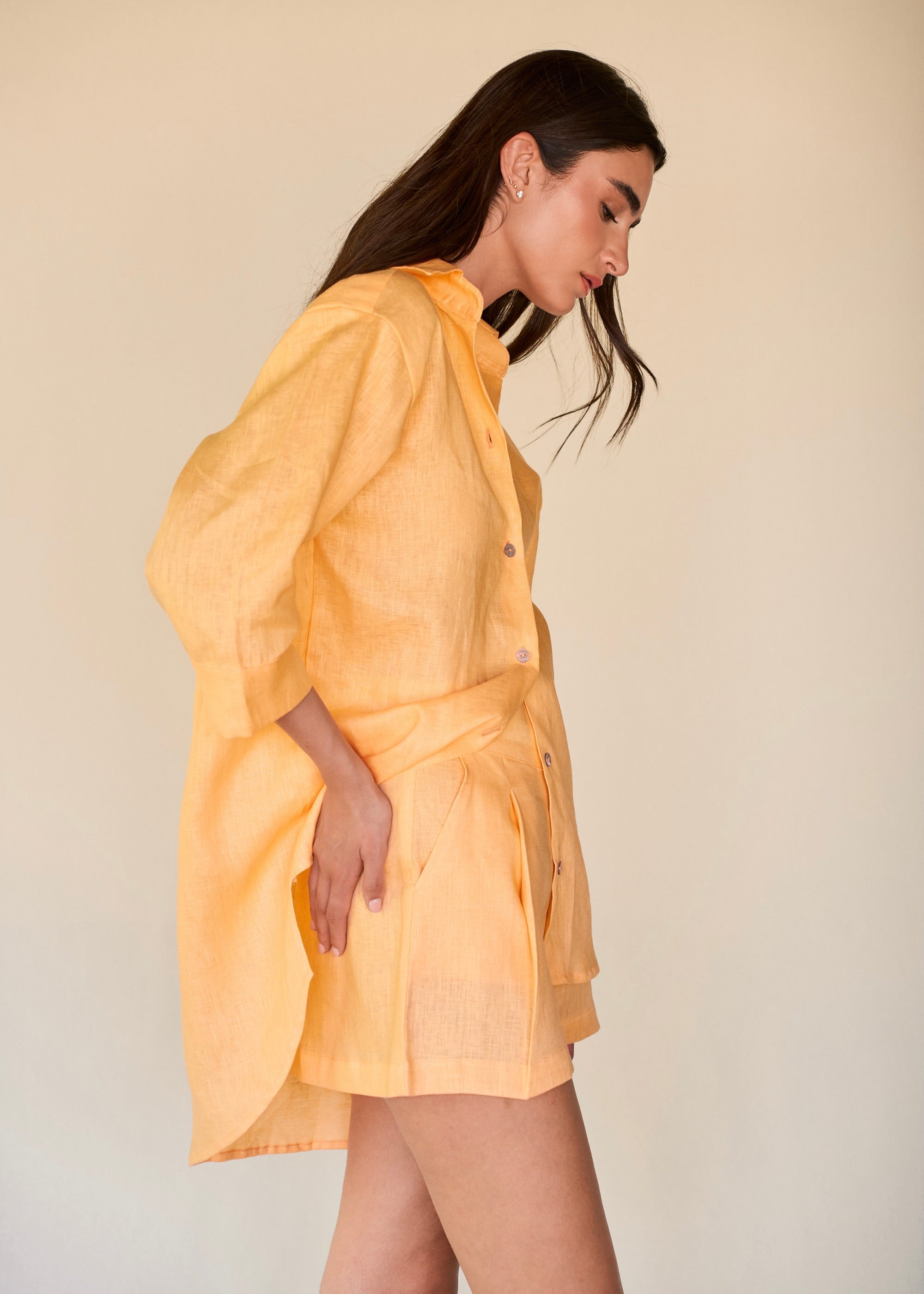 Wide Leg Shorts  - Soft Tangerine
