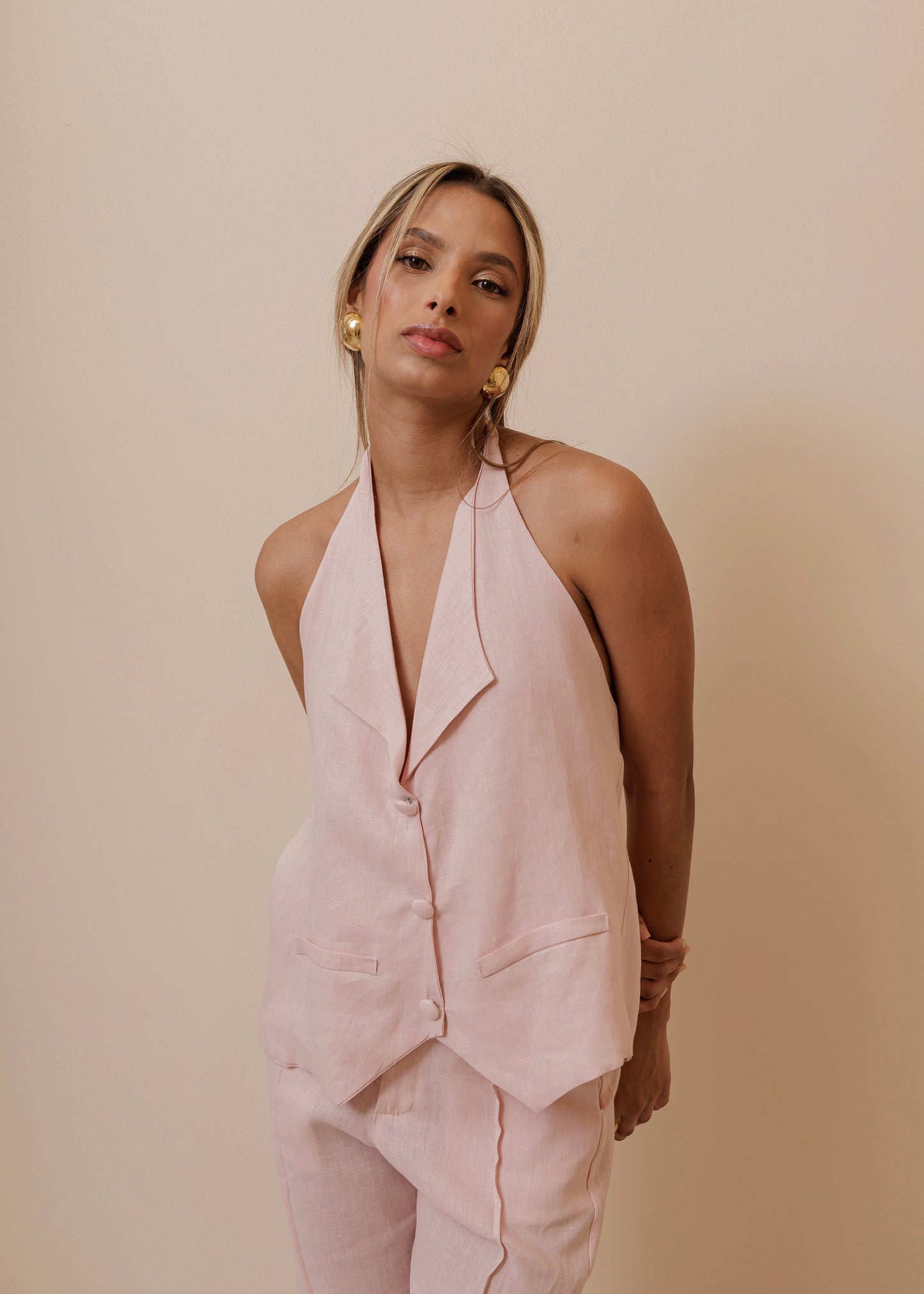 PARTY IN THE BACK VEST  - DUSTY ROSE