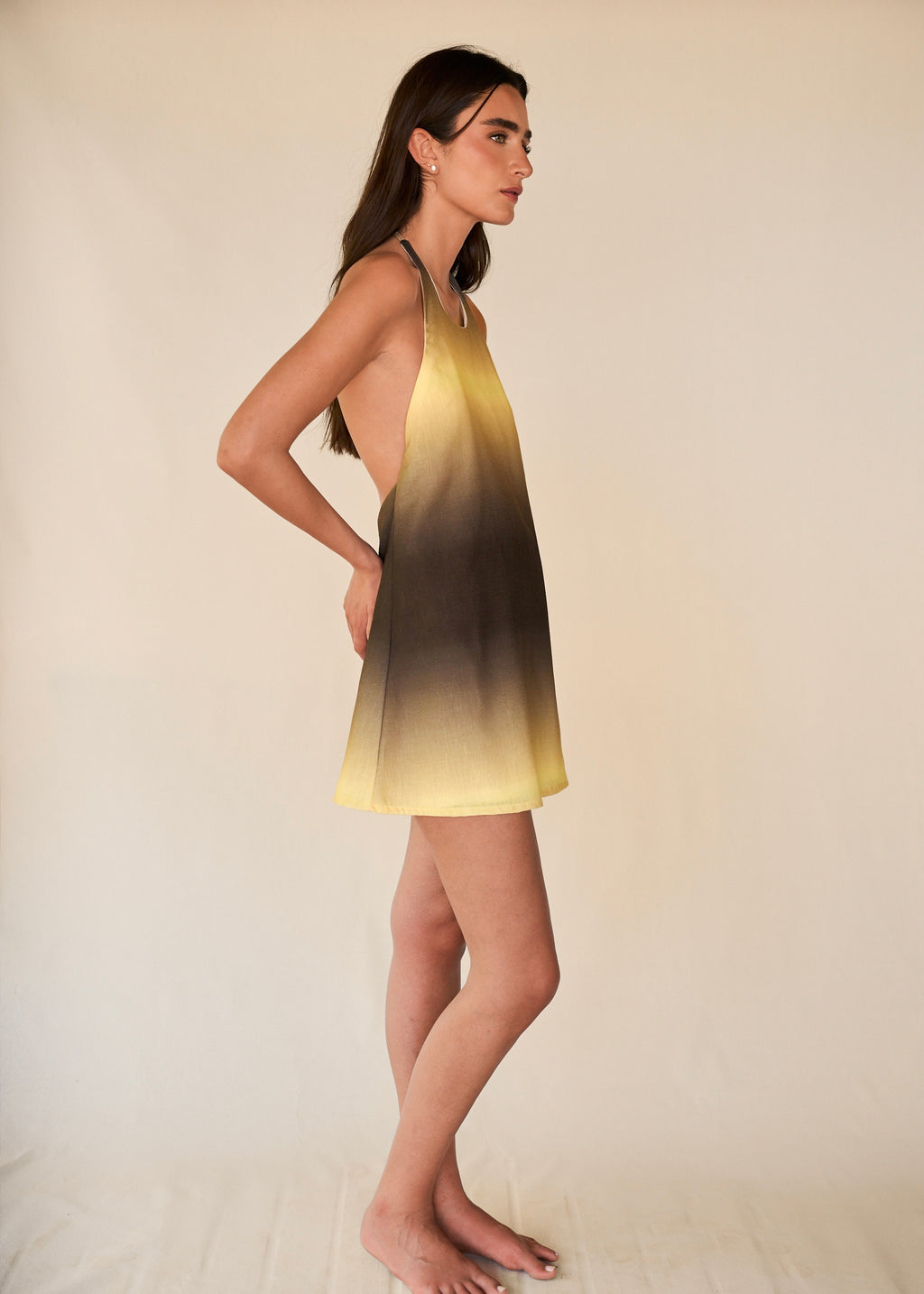 Mini Halter Dress- Green Sunrise