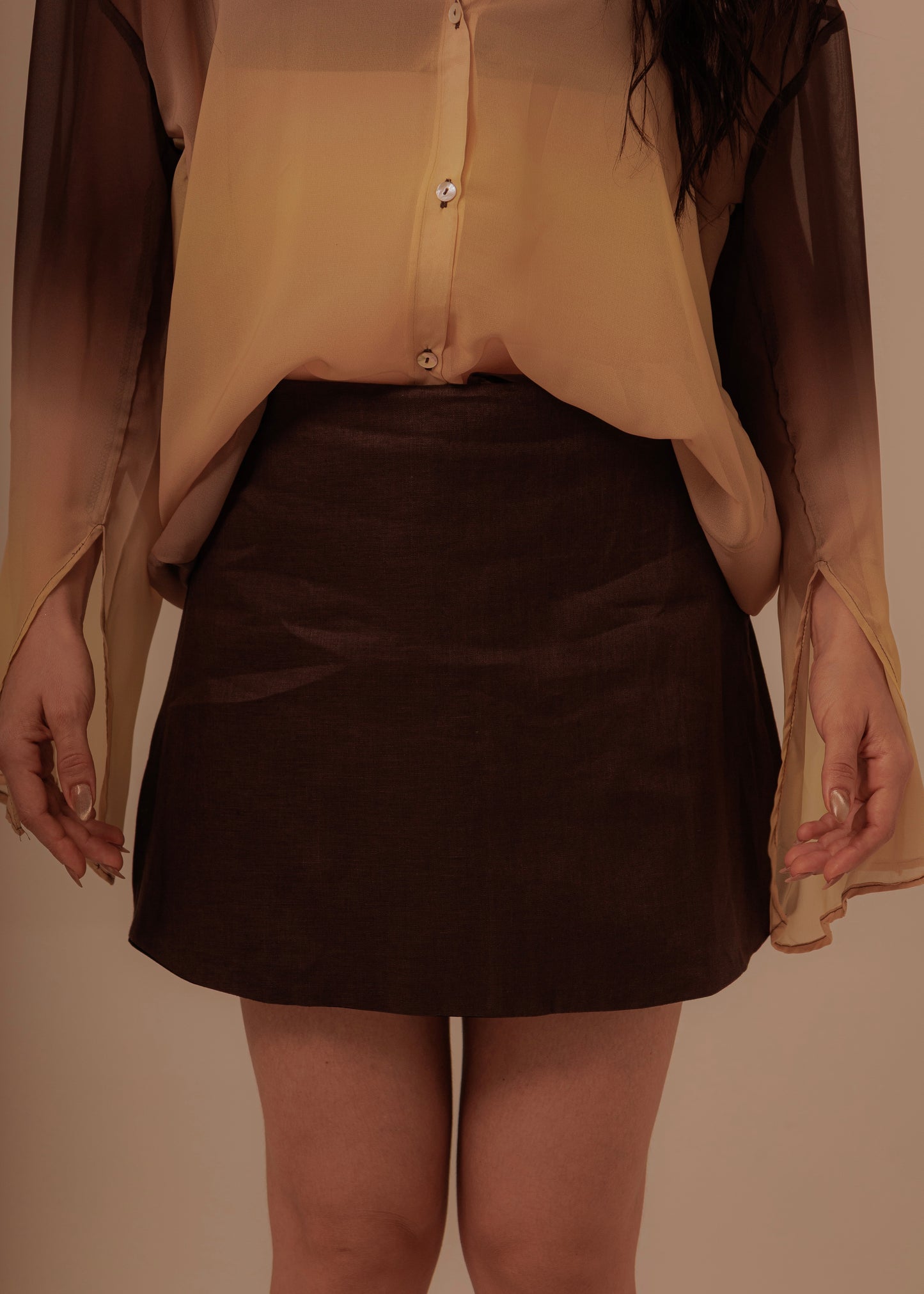 MINI SKIRT -DEEP BROWN