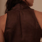 CROSSED VEST - DEEP BROWN