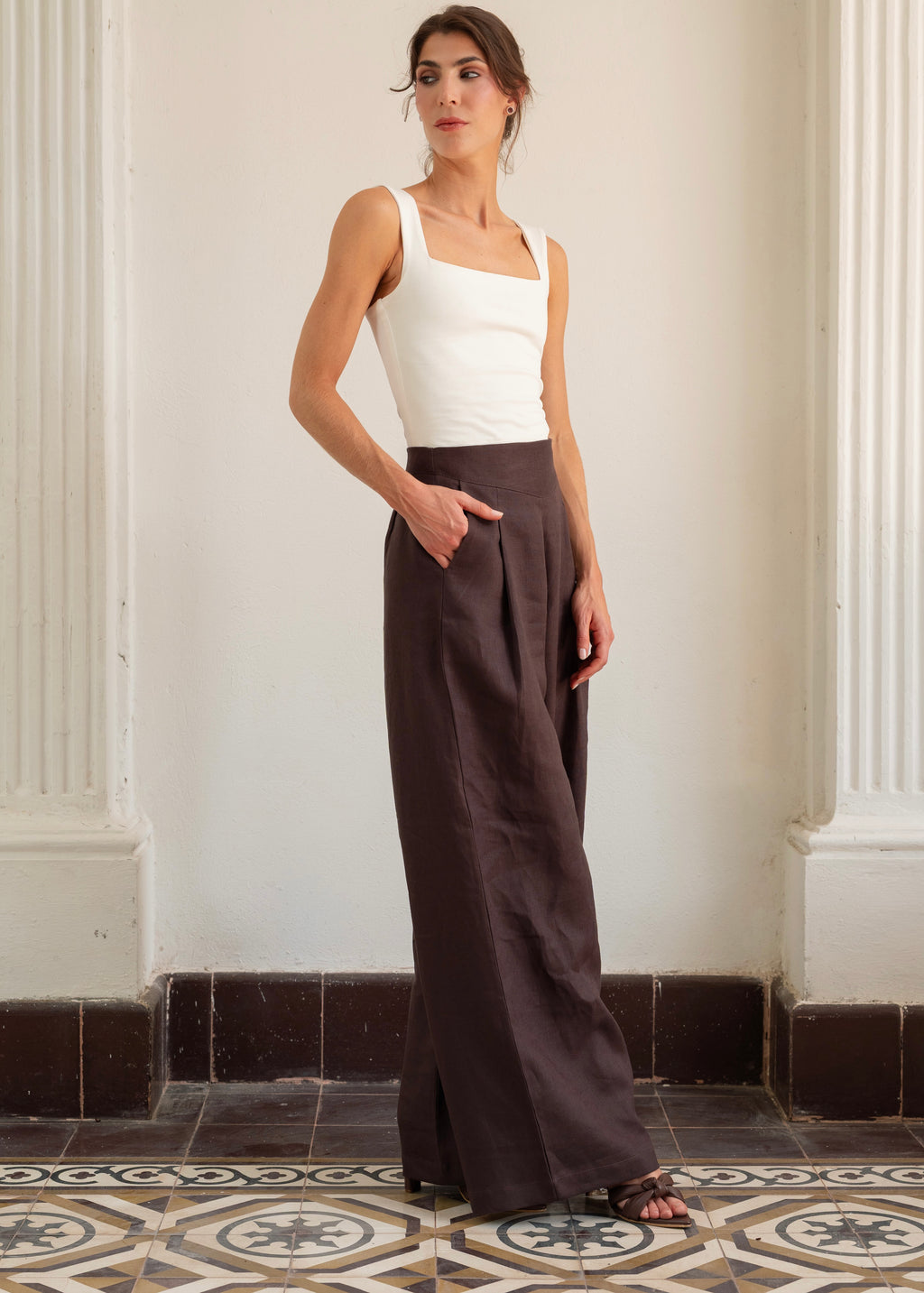Wide Leg Pants - Deep Brown