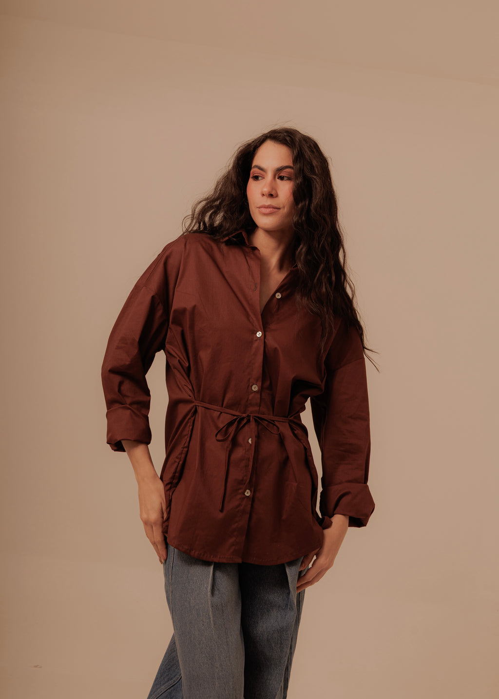 Oversized Shirt- Deep Brown