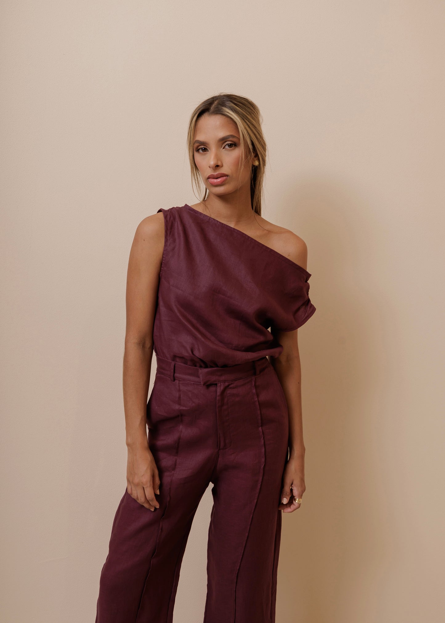 OFF SHOULDER TOP- BURGUNDY