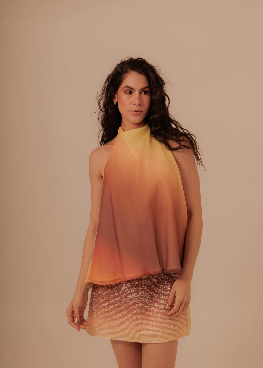 High Neck Top - Beach Sunset