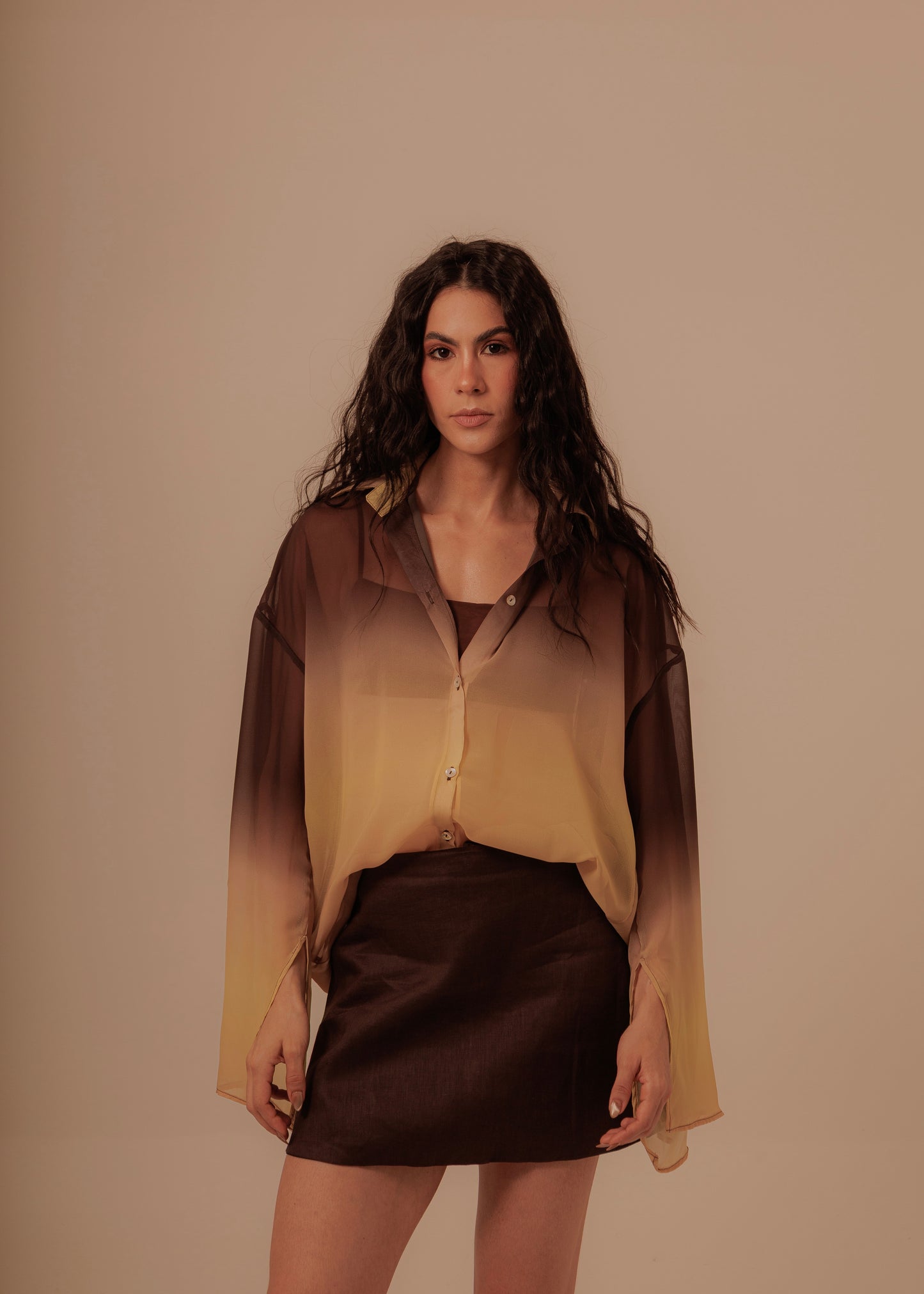 MINI SKIRT -DEEP BROWN