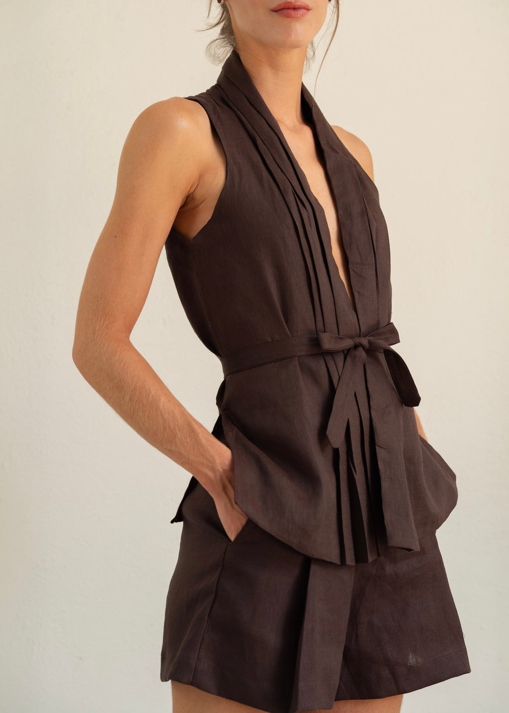Crossed Vest - Deep Brown