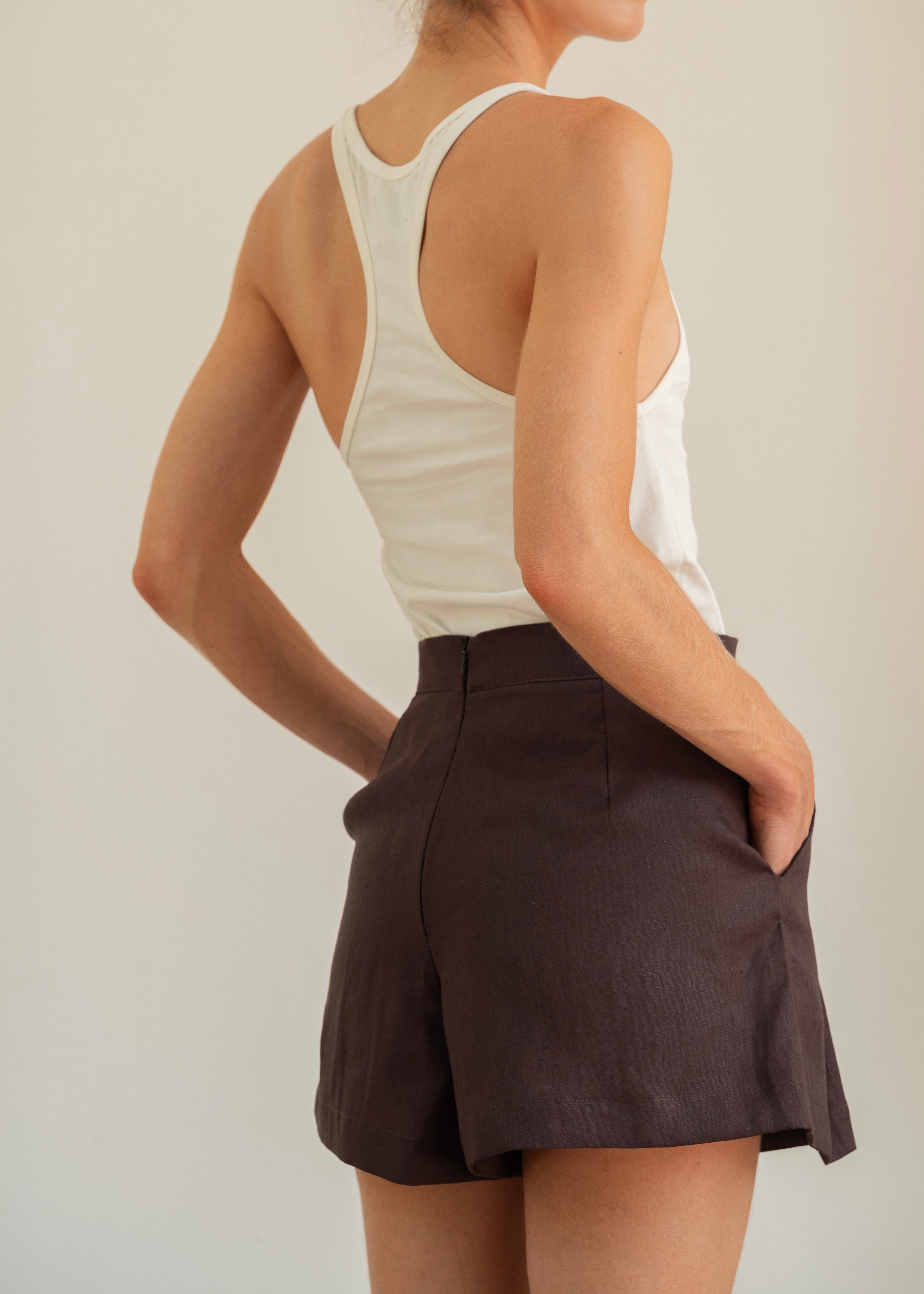 The Wide Leg Shorts - Deep Brown