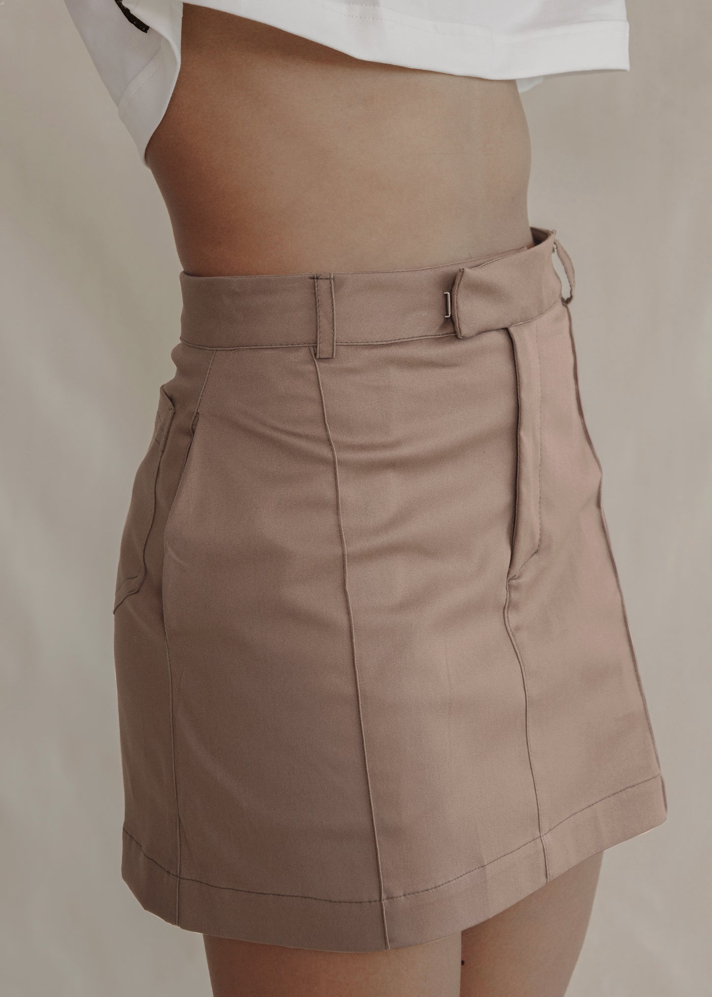 COTTON MINI SKIRT- SAND