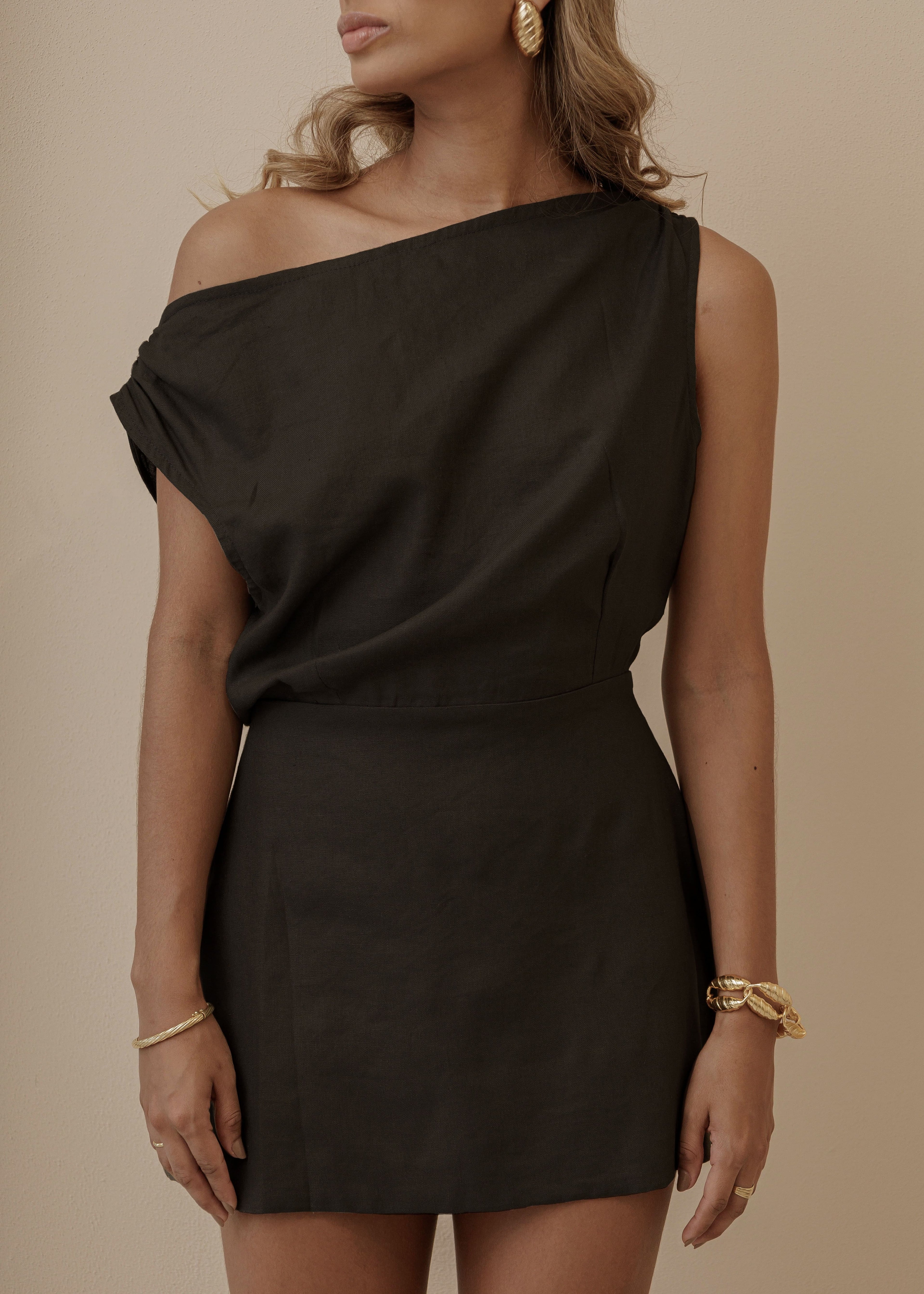 Off Shoulder Dress- Black