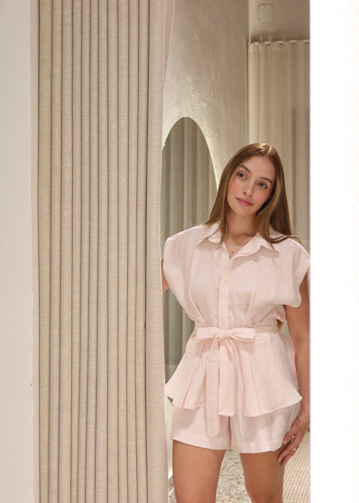 Wrapped Blouse Mini Set - Dusty Rose