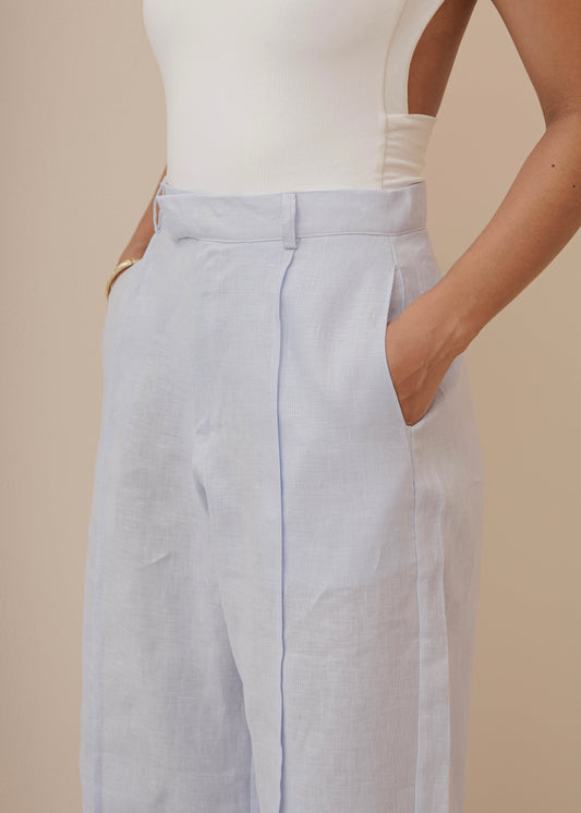 FOLD PANT PRIME LINEN - BABY BLUE