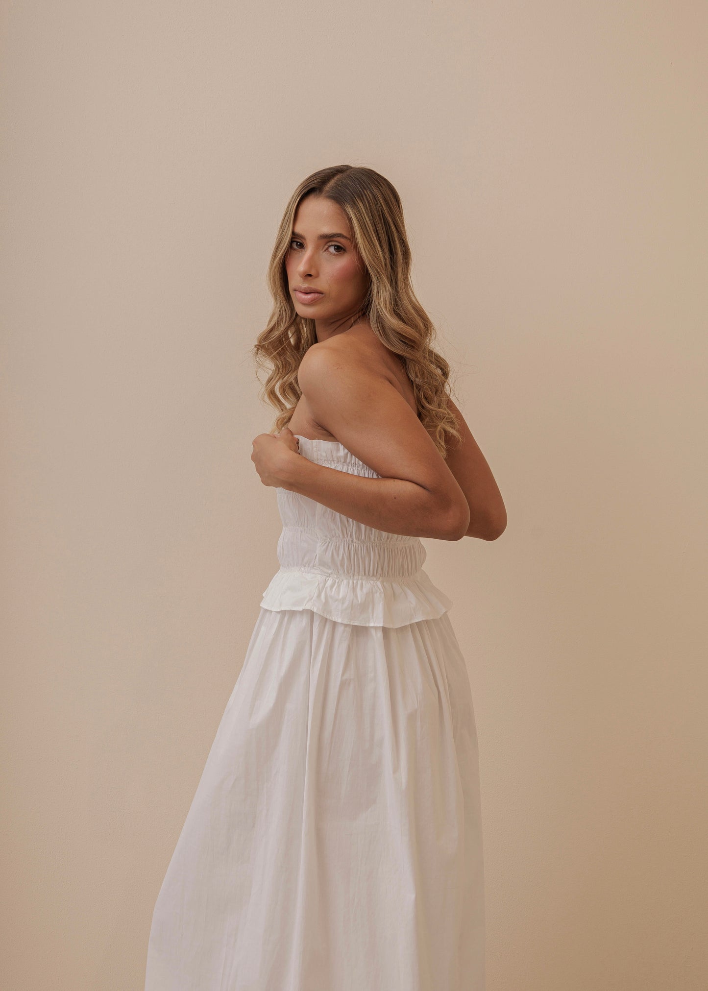 SHIRING LONG DRESS - IVORY